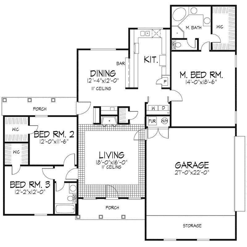 Ranch House Plan First Floor - Olympia Hill European Home 072D-0071 - Shop House Plans and More