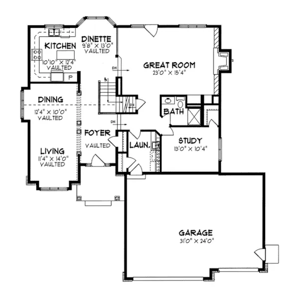 Modern House Plan First Floor - Arriba Stylish Traditional Home 072D-0075 - Search House Plans and More