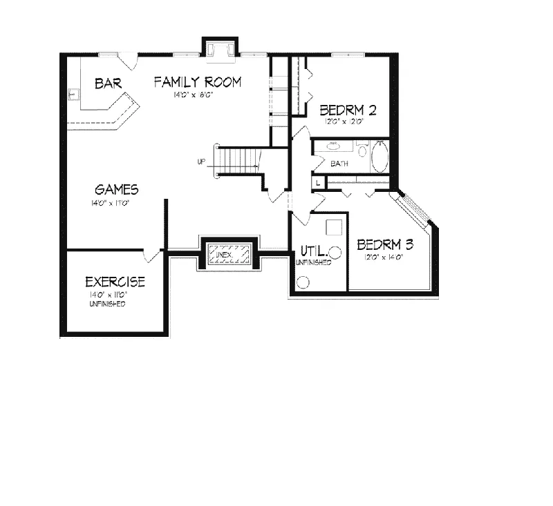Traditional House Plan Lower Level Floor - Aubusson Luxury Home 072D-0076 - Search House Plans and More