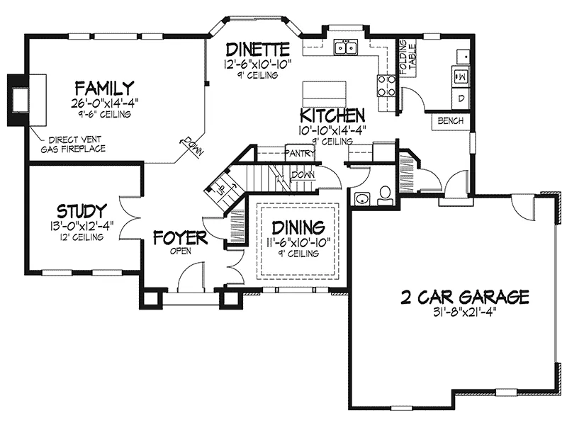 European House Plan First Floor - Charelvoix European Home 072D-0079 - Search House Plans and More