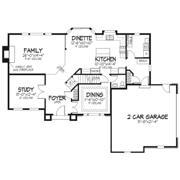 European House Plan First Floor - Charelvoix European Home 072D-0079 - Search House Plans and More