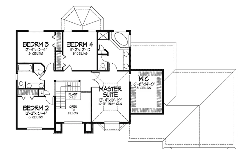 Southern House Plan Second Floor - DeWitt Ridge Traditional Home 072D-0080 - Search House Plans and More