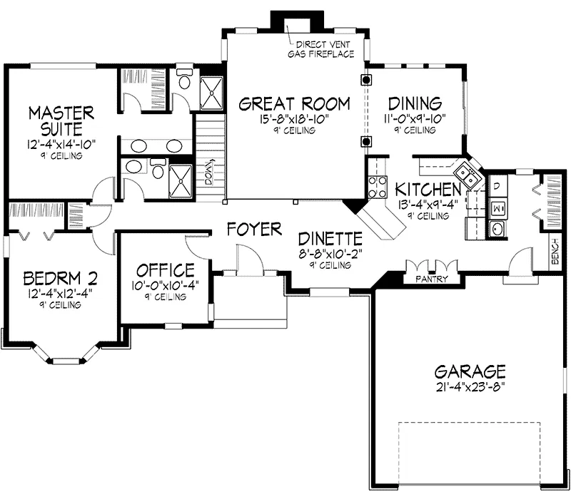 Traditional House Plan First Floor - Monfort Ranch Home 072D-0083 - Shop House Plans and More