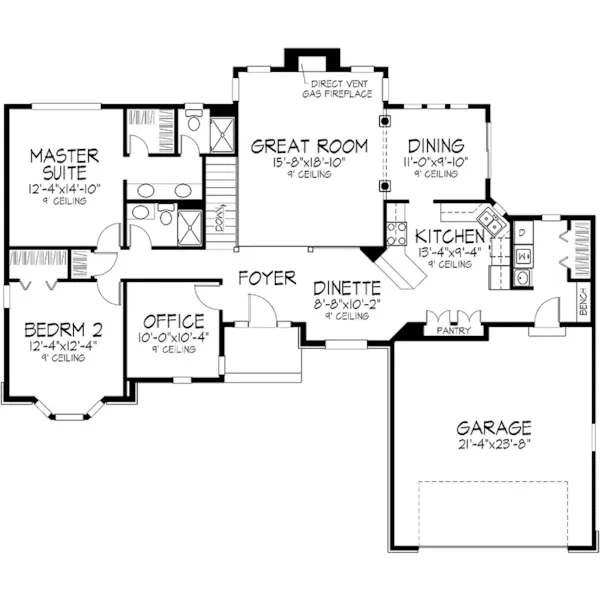 Ranch House Plan First Floor - Monfort Ranch Home 072D-0083 - Shop House Plans and More