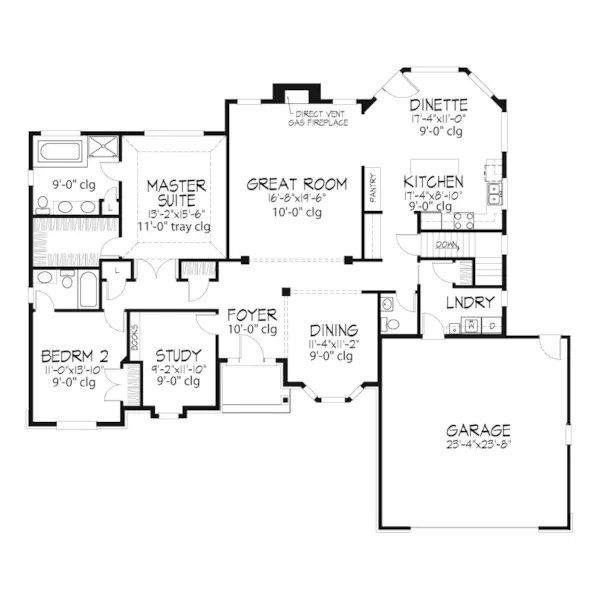 European House Plan First Floor - Glenaire Ranch Home 072D-0085 - Search House Plans and More