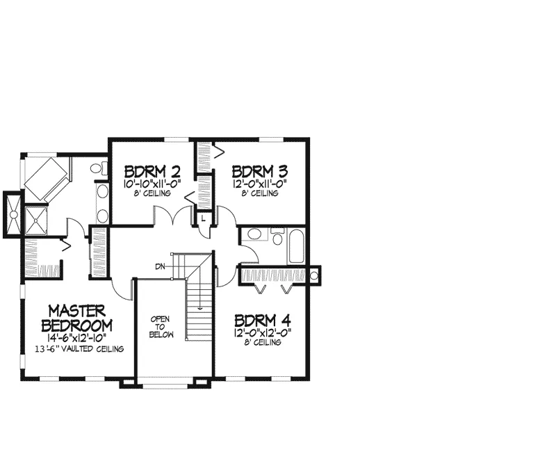 Colonial House Plan Second Floor - Margolis Colonial Home 072D-0086 - Shop House Plans and More