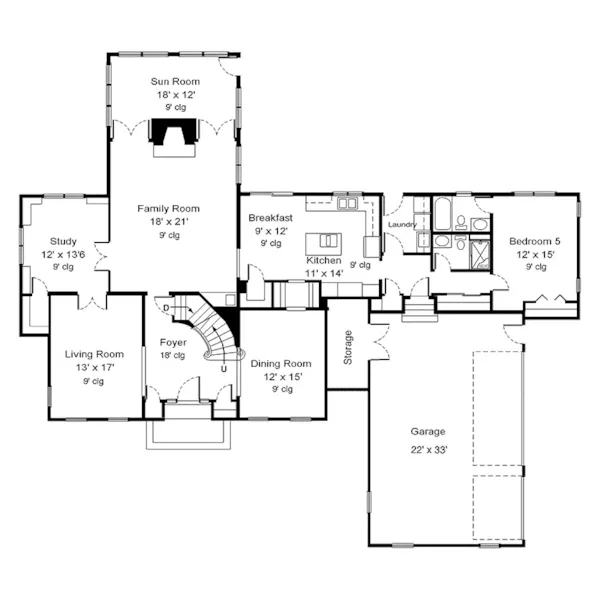 Southern House Plan First Floor - Murray Bridge Southern Home 072D-0089 - Shop House Plans and More