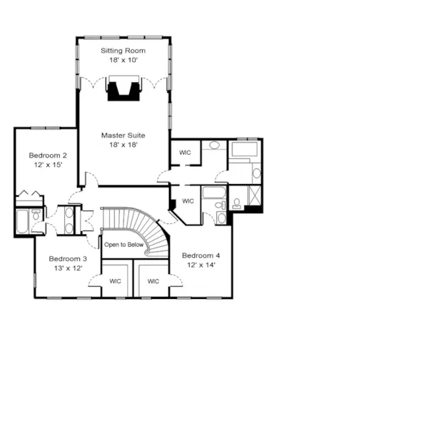 Southern House Plan Second Floor - Murray Bridge Southern Home 072D-0089 - Shop House Plans and More