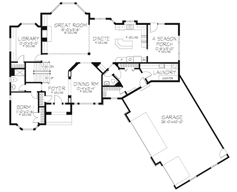 Colonial House Plan First Floor - Connelly Spring European Home 072D-0090 - Search House Plans and More