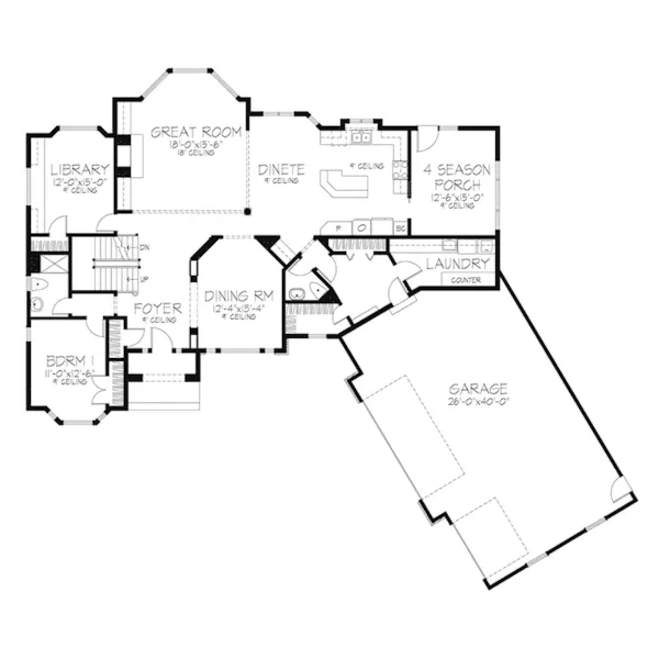 Traditional House Plan First Floor - Connelly Spring European Home 072D-0090 - Search House Plans and More