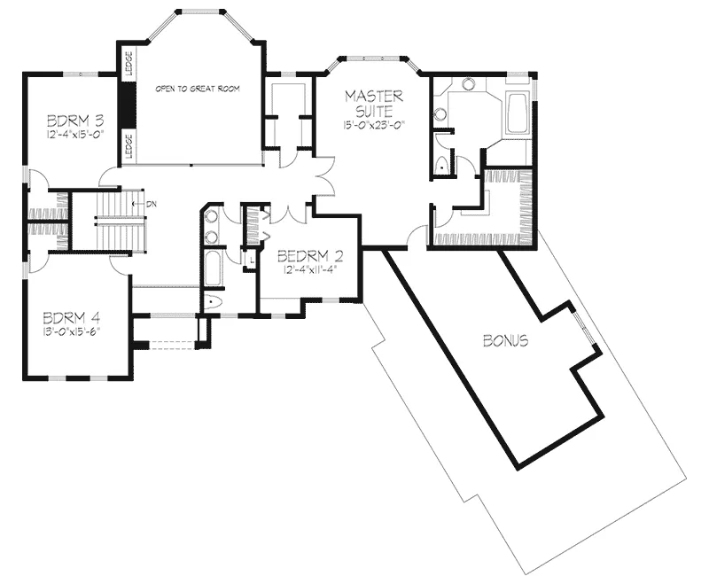 Colonial House Plan Second Floor - Connelly Spring European Home 072D-0090 - Search House Plans and More