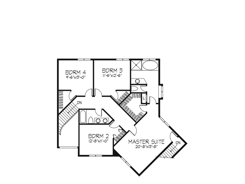 Contemporary House Plan Second Floor - Markenson European Home 072D-0098 - Shop House Plans and More