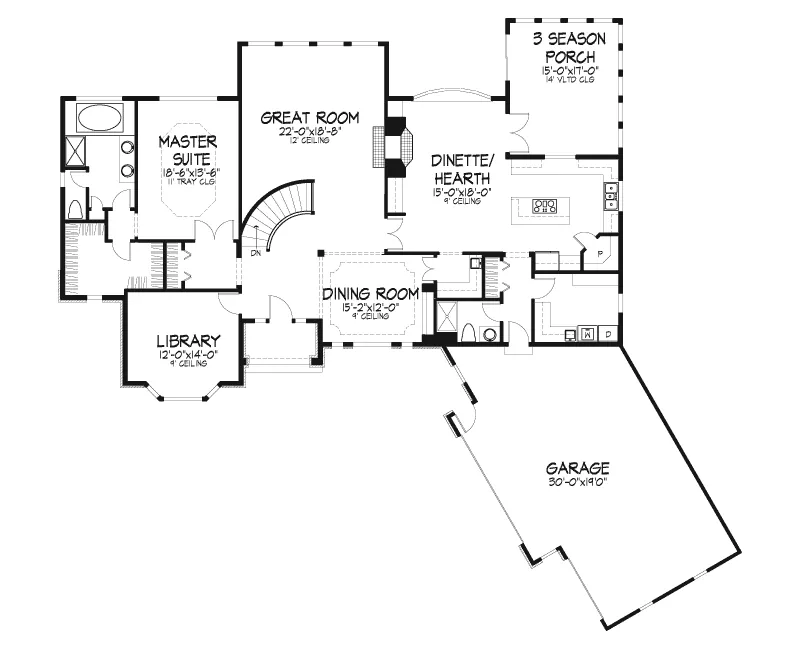 European House Plan First Floor - Parc Frontenac Ranch Home 072D-0099 - Shop House Plans and More