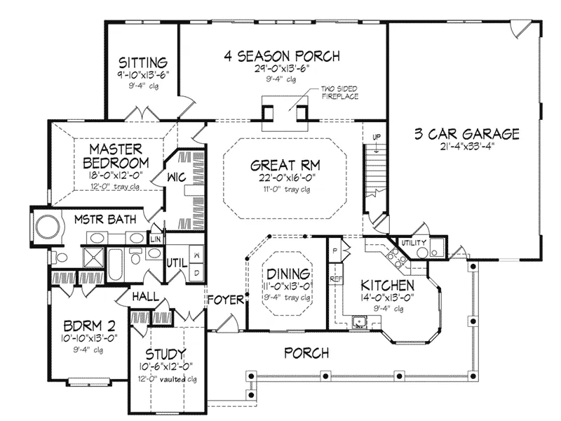 Farmhouse Plan First Floor - Marilyn Pass Country Home 072D-0102 - Shop House Plans and More