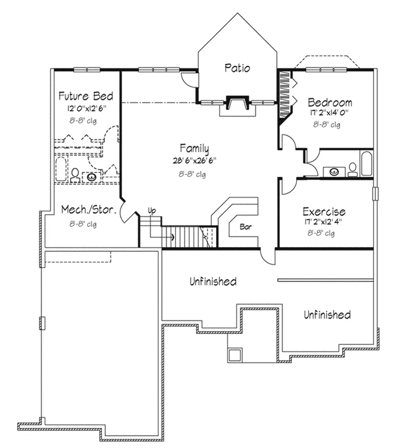 Country French House Plan Lower Level Floor - Gravelton Luxury Ranch Home 072D-0103 - Search House Plans and More