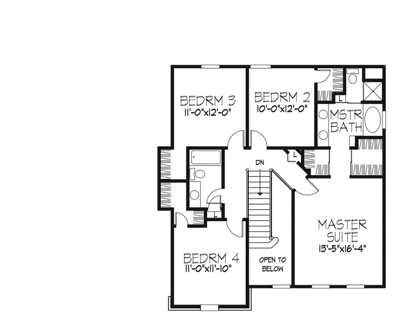 Traditional House Plan Second Floor - McFadden Traditional Home 072D-0104 - Shop House Plans and More
