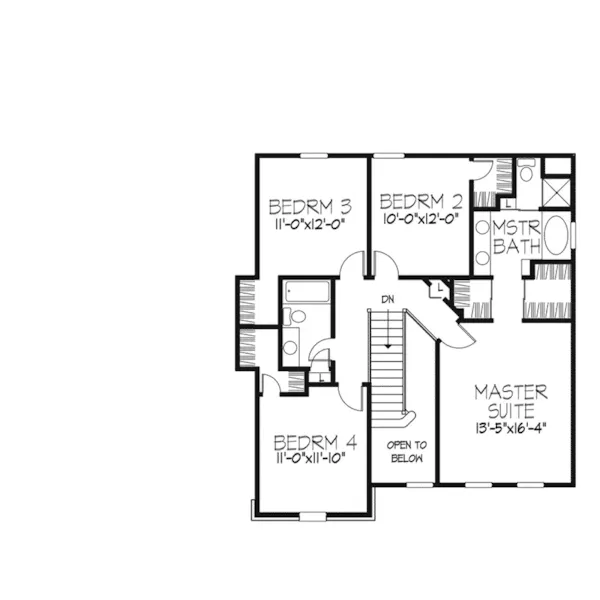 Colonial House Plan Second Floor - McFadden Traditional Home 072D-0104 - Shop House Plans and More