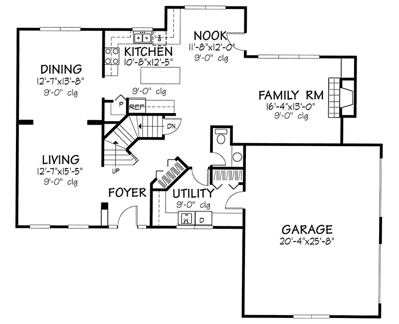 Traditional House Plan First Floor - Lantsberger Colonial Home 072D-0107 - Shop House Plans and More
