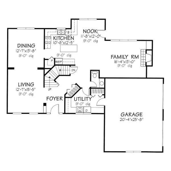 Southern House Plan First Floor - Lantsberger Colonial Home 072D-0107 - Shop House Plans and More