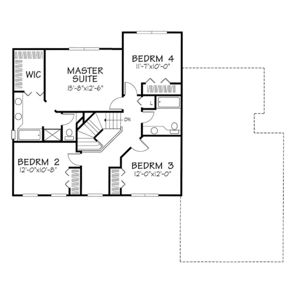 Southern House Plan Second Floor - Lantsberger Colonial Home 072D-0107 - Shop House Plans and More