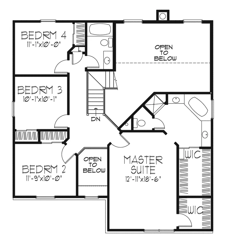 Southern House Plan Second Floor - Greeley Park Traditional Home 072D-0115 - Search House Plans and More