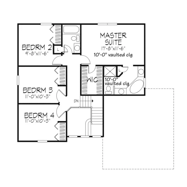 Traditional House Plan Second Floor - Willowby Traditional Home 072D-0119 - Shop House Plans and More