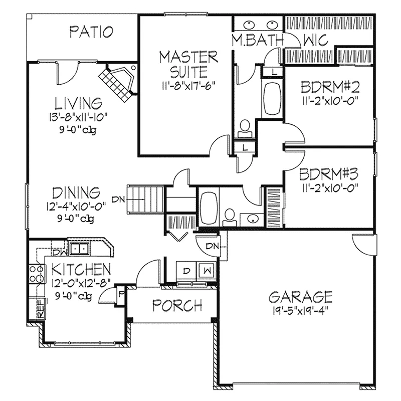 Ranch House Plan First Floor - Elmira Park Ranch Home 072D-0125 - Search House Plans and More