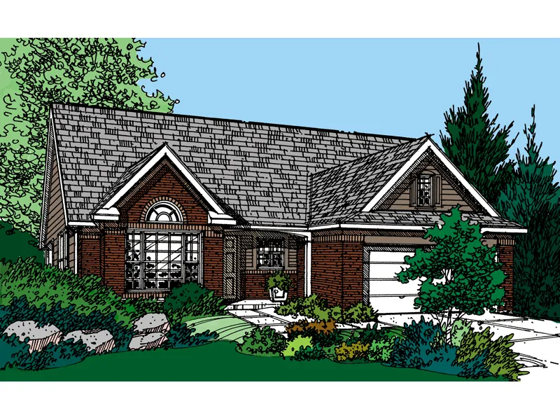 Traditional House Plan Front of Home - Elmira Park Ranch Home 072D-0125 - Search House Plans and More