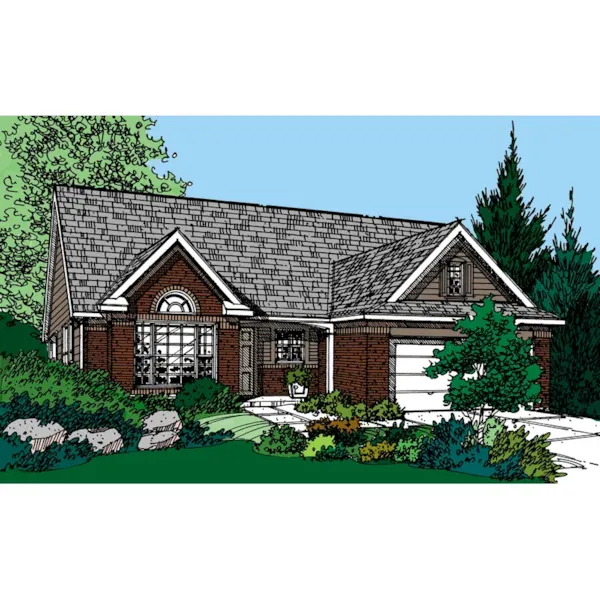 Ranch House Plan Front of Home - Elmira Park Ranch Home 072D-0125 - Search House Plans and More