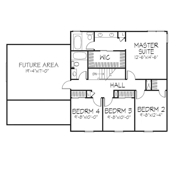 Georgian House Plan Second Floor - Dillon Park Early American Home 072D-0127 - Search House Plans and More