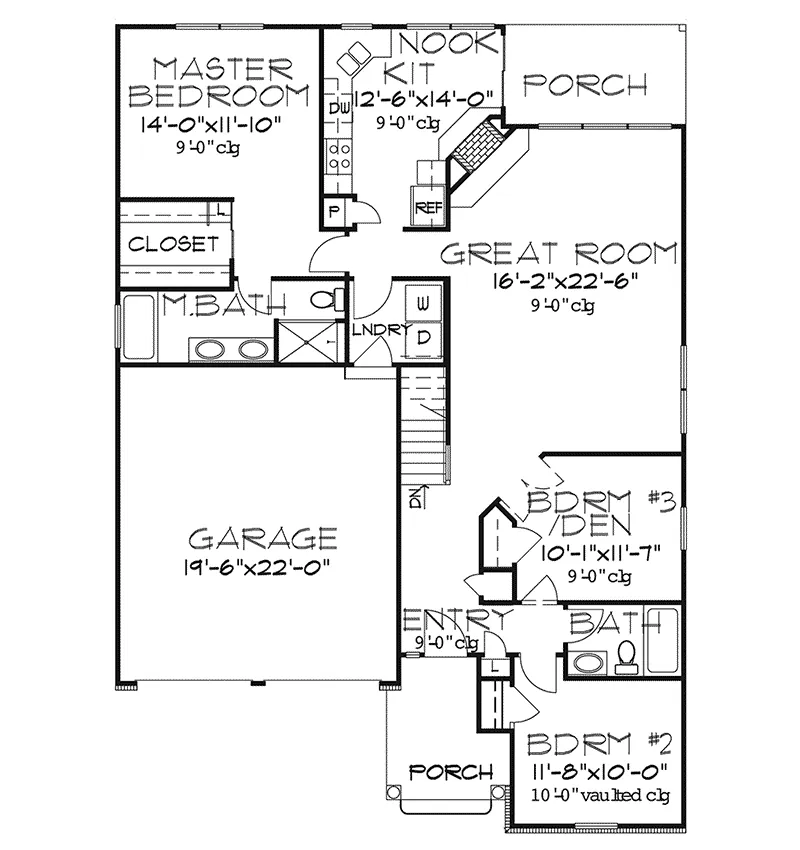 Traditional House Plan First Floor - Culver Way Ranch Home 072D-0129 - Search House Plans and More