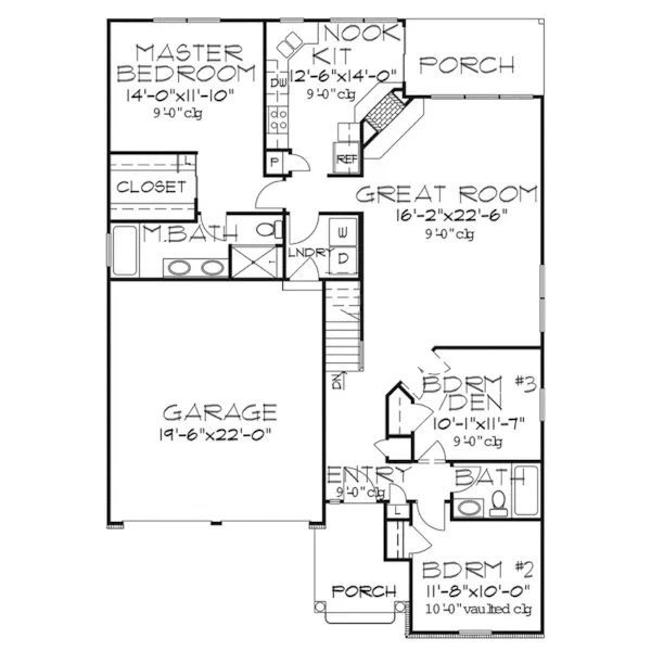 Country House Plan First Floor - Culver Way Ranch Home 072D-0129 - Search House Plans and More