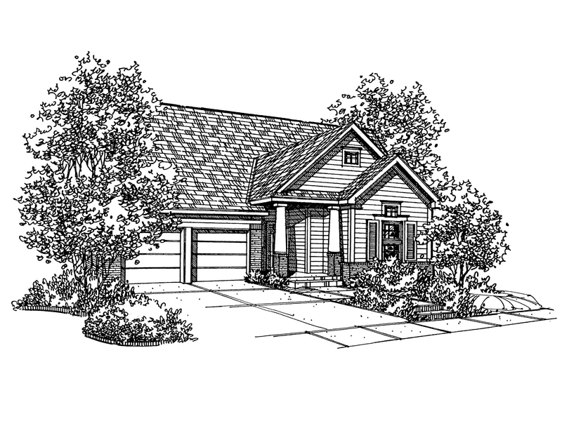 Traditional House Plan Front of Home - Culver Way Ranch Home 072D-0129 - Search House Plans and More