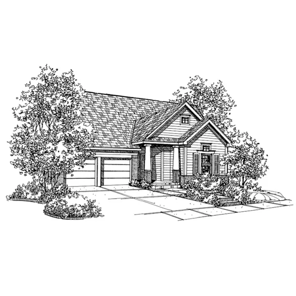 Country House Plan Front of Home - Culver Way Ranch Home 072D-0129 - Search House Plans and More