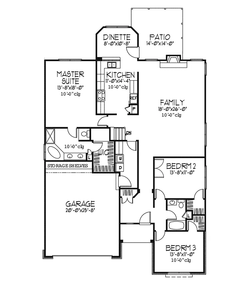 Traditional House Plan First Floor - Clifton Creek Ranch Home 072D-0131 - Search House Plans and More