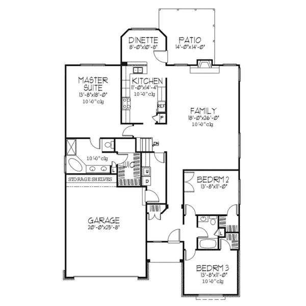 Southern House Plan First Floor - Clifton Creek Ranch Home 072D-0131 - Search House Plans and More