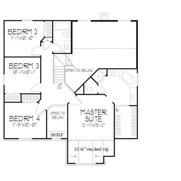 Colonial House Plan Second Floor - Bradbury Hill Traditional Home 072D-0132 - Search House Plans and More