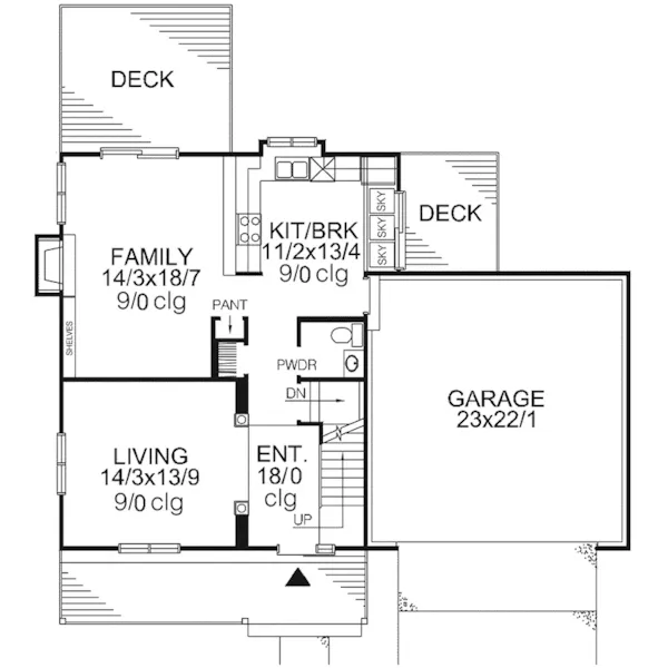 Traditional House Plan First Floor - Clearys Spring Craftsman Home 072D-0134 - Search House Plans and More