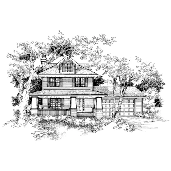 Traditional House Plan Front of Home - Clearys Spring Craftsman Home 072D-0134 - Search House Plans and More