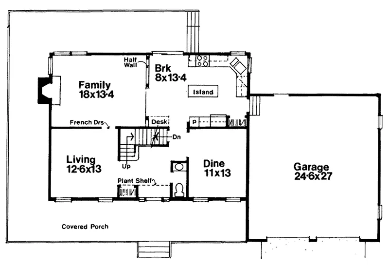 Lake House Plan First Floor - Mifflin Waterfront Country Home 072D-0135 - Shop House Plans and More