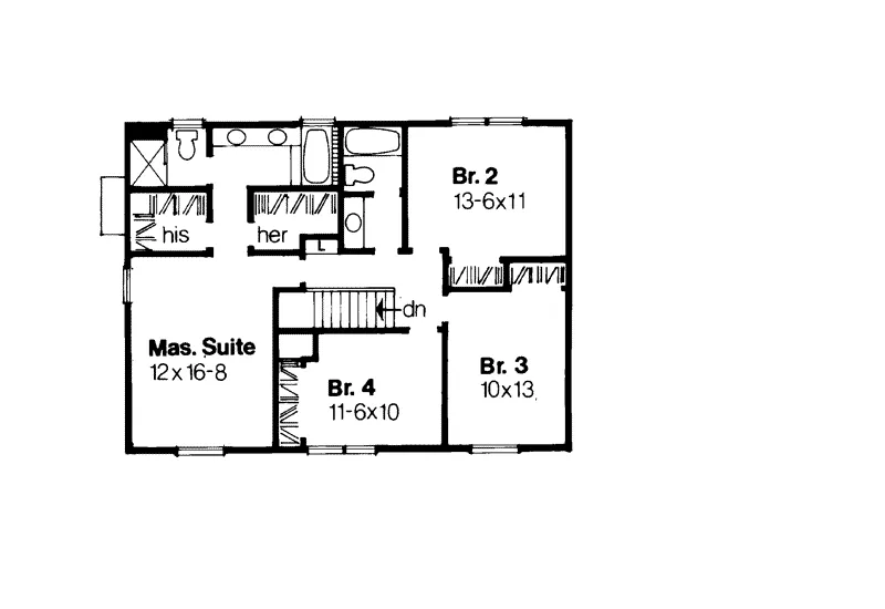 Southern House Plan Second Floor - Alsatia Sprawling  Farmhouse 072D-0136 - Search House Plans and More