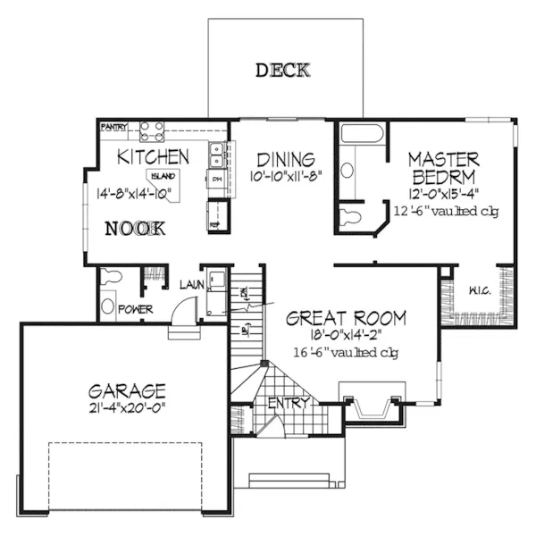 Contemporary House Plan First Floor - Monroe Knoll Bungalow Home 072D-0140 - Shop House Plans and More