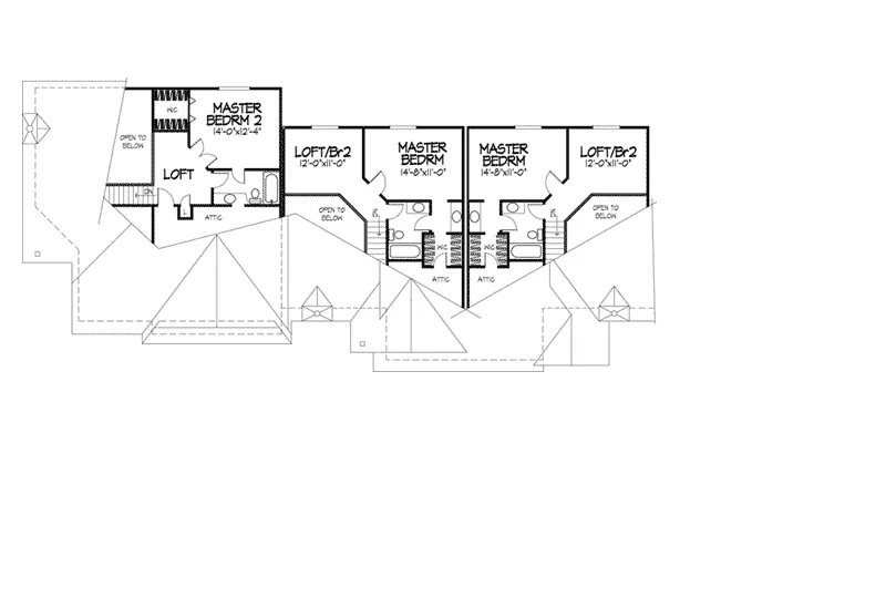 Ranch House Plan Second Floor - Roclare Rustic Fourplex 072D-0141 - Shop House Plans and More