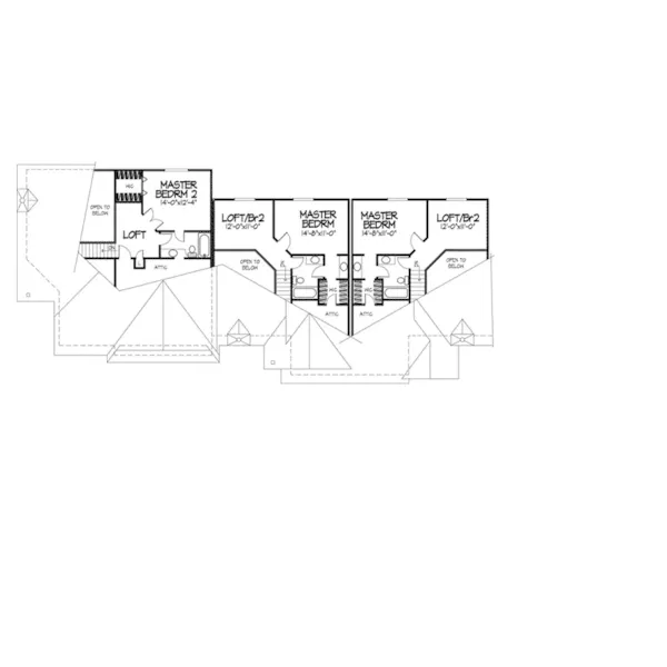 Modern House Plan Second Floor - Roclare Rustic Fourplex 072D-0141 - Shop House Plans and More