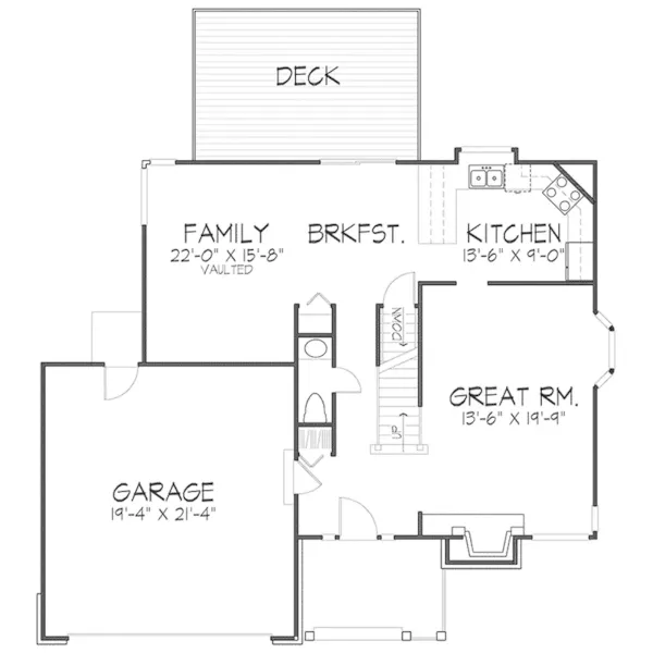 Contemporary House Plan First Floor - Eidelmann Craftsman Home 072D-0143 - Search House Plans and More