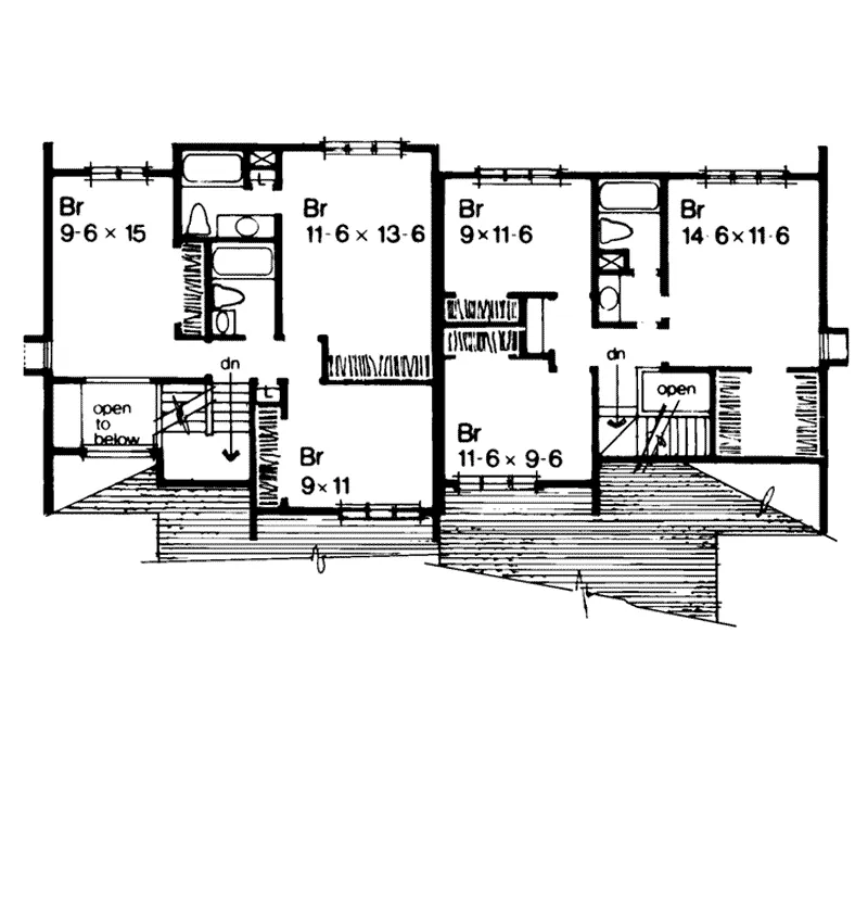 Modern House Plan Second Floor - Lake Tahoe Vacation Duplex 072D-0144 - Shop House Plans and More