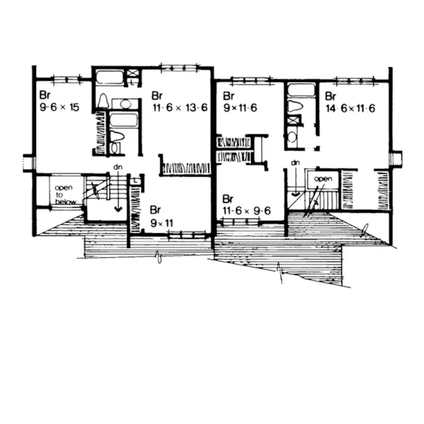 Modern House Plan Second Floor - Lake Tahoe Vacation Duplex 072D-0144 - Shop House Plans and More