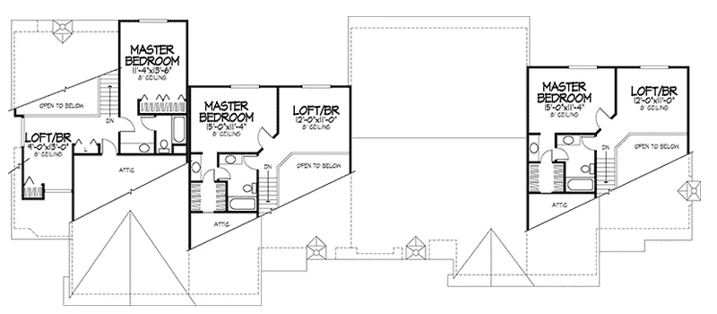 Modern House Plan Second Floor - Remington Oaks Multi-Family 072D-0146 - Shop House Plans and More