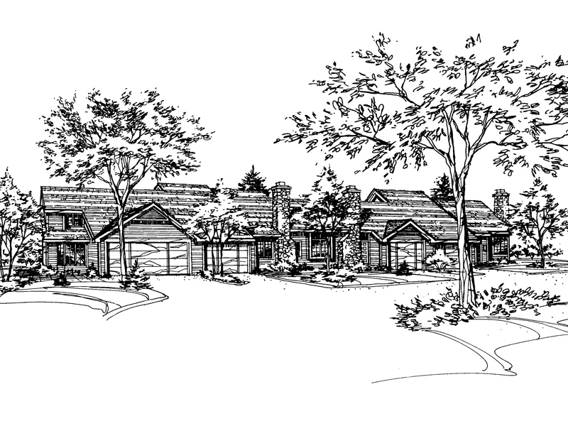 Modern House Plan Front of Home - Remington Oaks Multi-Family 072D-0146 - Shop House Plans and More