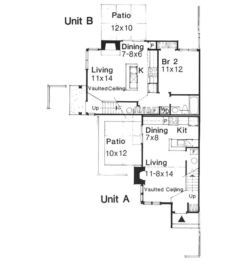 Southern House Plan First Floor - Powder Ridge Two-Story Duplex 072D-0151 - Shop House Plans and More